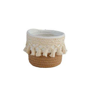 Desktop woven makeup brush <b>storage</b> bucket, handmade cotton <b>rope</b> office pen holder, household miscellaneous item organizing - Product Image 4