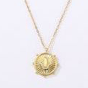 Collana con Ciondolo Sole in Acciaio Inossidabile Placcato Oro, Charm Rotondo Unisex, Gioielli alla Moda - Product Image 6