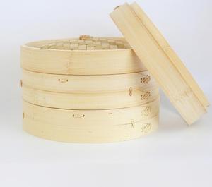 Umwelt freundliches benutzer definiertes Logo Gesundes Kochen Knödel Dim Sum Bambus dampfer mit 2 Tier Korb und Deckel - Product Image 2