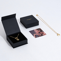 Scatole per Gioielli Personalizzate a Forma di Libro, Confezioni Regalo per Bracciali e Collane, Scatola Magnetica Nera con Coperchio Ribaltabile