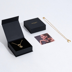 Bộ Trang Sức Hình Cuốn Sách Đóng Gói Trang Sức Vòng Cổ Quà Tặng Logo Tùy Chỉnh Hộp Trang Sức Từ Tính Nắp Lật Màu Đen - Product Image 3