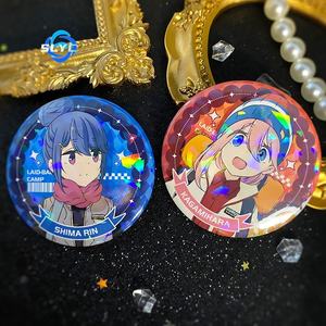 <span class=keywords><strong>Yuru</strong></span> Camp Anime Verre Laser Badge Nadeshiko Kagamihara Rin Shima Marchandise De Style Japonais - Product Image 2