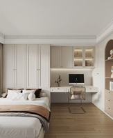 Set Perabot Kamar Tidur Modern yang Dapat Disesuaikan, Terintegrasi Tempat Tidur, Meja, dan Lemari dengan Desain yang Dapat Diperpanjang untuk Apartemen, Bahan Kayu