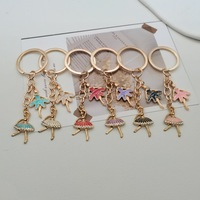 Porte-clés en émail danseuse de ballet, mignon porte-clés en strass pour sac, souvenir de cours de danse, cadeau en gros