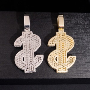 Colgante de Lujo con Símbolo de Dólar, Plata 925, Chapado en Oro de 18K, Moissanita Redonda de Corte Brillante, Microincrustaciones, Charm Temático, Unisex, Uso Diario - Product Image 3