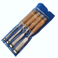 Ensemble professionnel de ciseaux à bois en acier, 4 pièces, avec manche en bois, 24,5 mm (1 pouce), outils de sculpture manuels pour la menuiserie