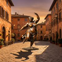Statue de femme pulpeuse dansante en bronze moulé, grandeur nature, art populaire traditionnel, statue de jardin pour place publique, sculpture de jardin en bronze