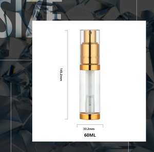 Flacon vide de 60 ml pour poudre cosmétique avec corps en PET et pulvérisateur à col en aluminium, sérigraphié, OEM - Product Image 3
