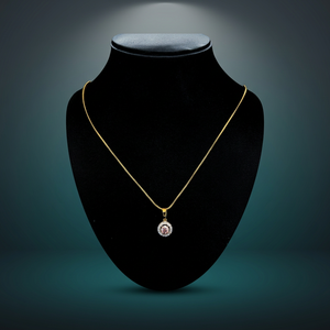 9K Yellow Gold Lab Grown Diamond Filled Pendant Necklace Brilliant Cut Snake <b>Chain</b> Classic Women's Everyday & Party Wear Jewelry - Product Image 6