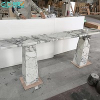 HZX Marbre blanc Arabescato personnalisé pour console, table console moderne, salon, table en marbre Bvlgari