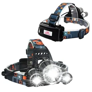 Wholesale 5000 Lumens XML T6 3 Led Headlamp with Rechargeable Batteries and Wall Charger for Hiking Camping