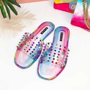 Zapatos <span class=keywords><strong>de</strong></span> mujer hermosa elegante mujer plana <span class=keywords><strong>de</strong></span> PVC verano comodidad sandalia - Product Image 6