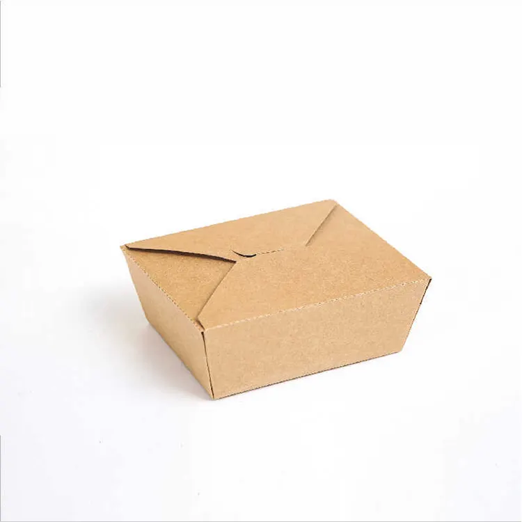 Makanan kraft Cina kotak makanan kertas ayam goreng untuk dibawa makanan kotak makan siang sekali pakai