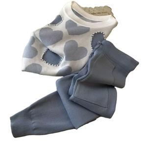 Stock disponible pulls pour femmes manches courtes doux col rond femmes costumes couleur bloc amour motif cordon pull - Product Image 6