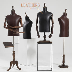 Maniquí masculino de cuero PU de calidad al por mayor, traje de Maniquí de busto masculino de medio cuerpo, vestido Formal de exhibición con pantalones, soporte para zapatos - Product Image 1