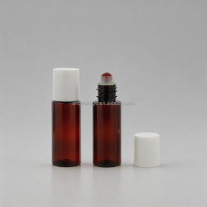Flacone Roll-on in PET Ambrato da 15ml 20ml con Sfera in Pietra Colorata e Tappo in PP, Serigrafato per Confezionamento di Profumi e Oli Essenziali - Product Image 3