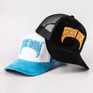 high quality New Fashion 3D Embroidery Baseball Cap With Mesh suede Trucker Hat Caps Custom Logo