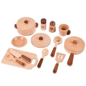 Jouets de <span class=keywords><strong>cuisine</strong></span> en bois simulés, ustensiles de <span class=keywords><strong>cuisine</strong></span> en bois, ensemble de jeu pour enfants, vaisselle en bois, batterie de <span class=keywords><strong>cuisine</strong></span>, jouet de jeu - Product Image 1