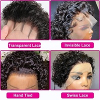 Perruque de luxe HD Lace Frontal coupe Pixie, perruque courte bouclée afro en cheveux humains pour femmes noires, cheveux Remy pré-épilés avec baby hair