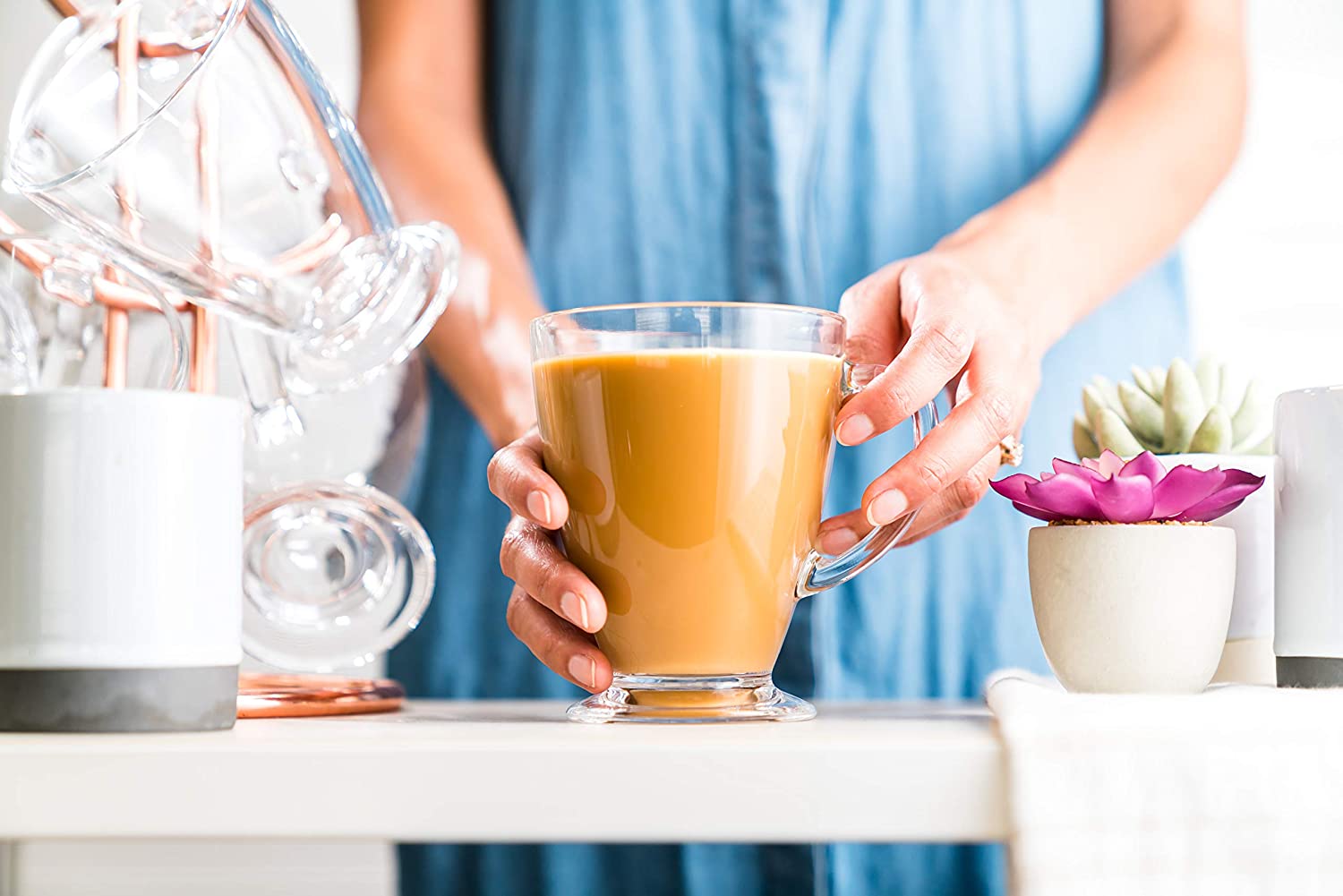 Declan Coffee Mug Glass Coffee Mugs Clear Glass Coffee Cups 16 Oz with Handles for Hot Beverages