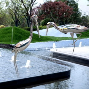 Grande sculpture d'animal en acier inoxydable 304, faite à la main, pour montage au sol extérieur, décoration de jardin et de parc - Product Image 5