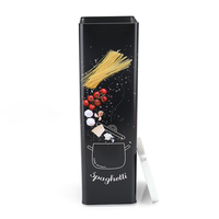 Boîte décorative carrée haute en fer blanc pour spaghetti, hermétique, noire, pour biscuits, pâtes, produits secs, organisation de la cuisine et du garde-manger