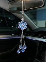 Desain Baru Bunga Gantungan Kaca Spion Berhiaskan Kristal Rhinestone Lotus Dekorasi Mobil Kreatif