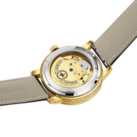 Reloj Automático Personalizado para Hombre con Caja Redonda Estilo Oro Repujado, Resistente al Agua 5ATM, Relojes Mecánicos