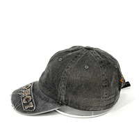 Casquette de baseball personnalisée en denim anthracite vintage, style sportif, avec clous dorés, motif argyle, respirante, imperméable, unisexe, fermeture snapback