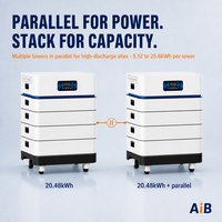Système de stockage d'énergie tout-en-un empilable AiB 6,5 kW 20,48 kWh LiFePO4 51,2 V 400 A pour la maison, les télécommunications, l'énergie solaire hors réseau, usine OEM