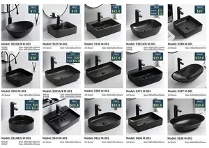 Grande prezzo promozionale colore smaltato nero opaco lavabo da appoggio lavabo da bagno