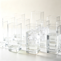 Verre à boire carré transparent unique personnalisé pour café, lait, thé, jus, eau, cocktails