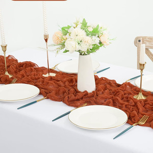 Chemin de table personnalisable en gaze de coton tissée à motif végétal imprimé, semi-transparent, réutilisable, 35x120 pouces, pour décoration de mariage - Product Image 4