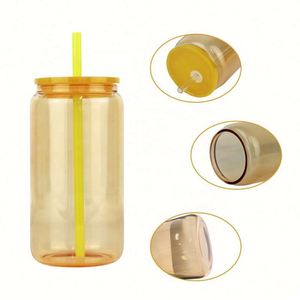 Gobelets écologiques sublimés de 16 oz avec couvercles colorés et pailles en verre pour la bière et les jus, sans BPA - Product Image 3