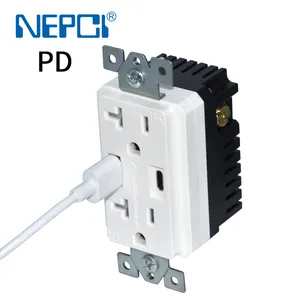 Etl tomada de parede com usb soquete, dupla velocidade, recipiente duplo, capacidade de carregamento rápido inteligente tr pd XJY-USB-31-A/C-PD