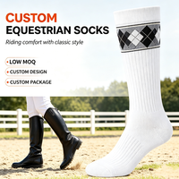 Chaussettes d'équitation personnalisées en jacquard, hauteur genou, respirantes, anti-humidité, avec semelle antibactérienne, en nylon/coton, OEM