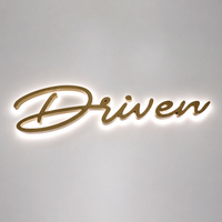 Lettres en relief personnalisées avec rétroéclairage LED doré, logo lumineux 3D pour intérieur et extérieur