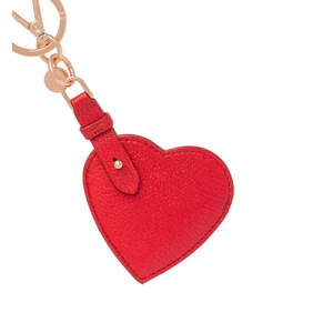 Heart-shaped keychain makeup mirror, portable PU leather mirror case, keychain <b>gift</b>. - Product Image 2
