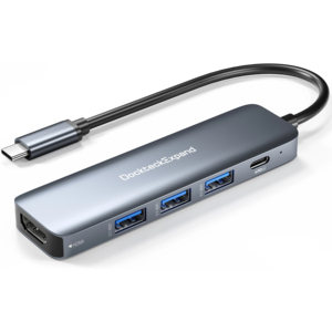 Hub USB 3.0 <span class=keywords><strong>TUTI</strong></span> 5-in-1 con HDTV 4K e PD100W, Splitter in Lega di Alluminio per Laptop con Docking Station Type-C, Disponibile - Product Image 1