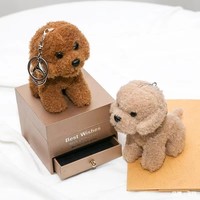 Pendentif en peluche chien Teddy mignon, accessoire de sac à dos en forme de chiot doux, porte-clés, mini poupée animale, breloque de sac, cadeau