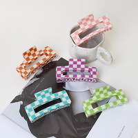 CANYUAN pinces à cheveux pour femmes à carreaux colorées personnalisées de la mode coréenne pinces à cheveux en PVC géométriques à carreaux de requin pour les filles