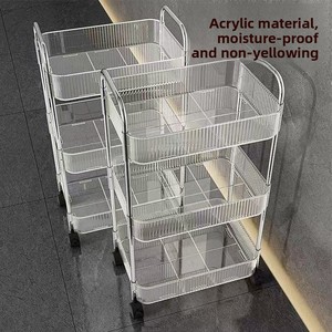 Großhandel Transparenter Acryl-Rollwagen mit Rädern Mehrstöckiger Durchsichtiger Aufbewahrungswagen Luxuriöses Bodenorganisationsregal - Product Image 1