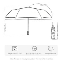 Parapluie pliant moderne à trois sections, 23 pouces, rouge, simple couche, imperméable, avec poignée antidérapante en caoutchouc, ouverture automatique, impression personnalisée