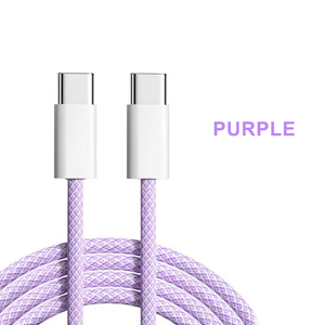 Bán buôn 60W loại C cáp 1m sạc nhanh <span class=keywords><strong>USB</strong></span> <span class=keywords><strong>2.0</strong></span> Nylon bện PVC PD Tương thích nhiều màu sắc xám xanh cam tím xanh - Product Image 4