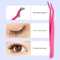 Pince à cils personnalisée avec logo, design pointu, antistatique, durable, en acier inoxydable, or rose, peigne à cils et sourcils, 10 mm