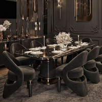 Ensemble de table à manger de luxe en marbre de qualité supérieure, 6 chaises, meubles de maison, salle à manger, ensemble de table à manger moderne pour 8 personnes