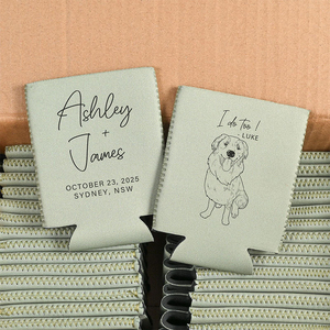 Tùy chỉnh đám cưới có thể làm mát cá nhân ủng hộ đồ uống cách điện có thể coolie tay áo khuyến mại đám cưới uống bia coozies - Product Image 1