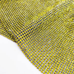 Tela de cristal de malla con diamantes de imitación y Base de Metal de cobre fluorescente ostentoso - Product Image 1