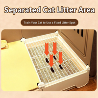 Grande cage pour chat d'intérieur avec tiroir à litière extractible et armoire de rangement inférieure
