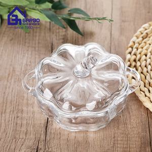 Barattolo di vetro elegante a forma di zucca con coperchio in vetro trasparente zucchero Snack ciotola da portata di frutta con coperchio vaso di vetro di zucca all'ingrosso - Product Image 6